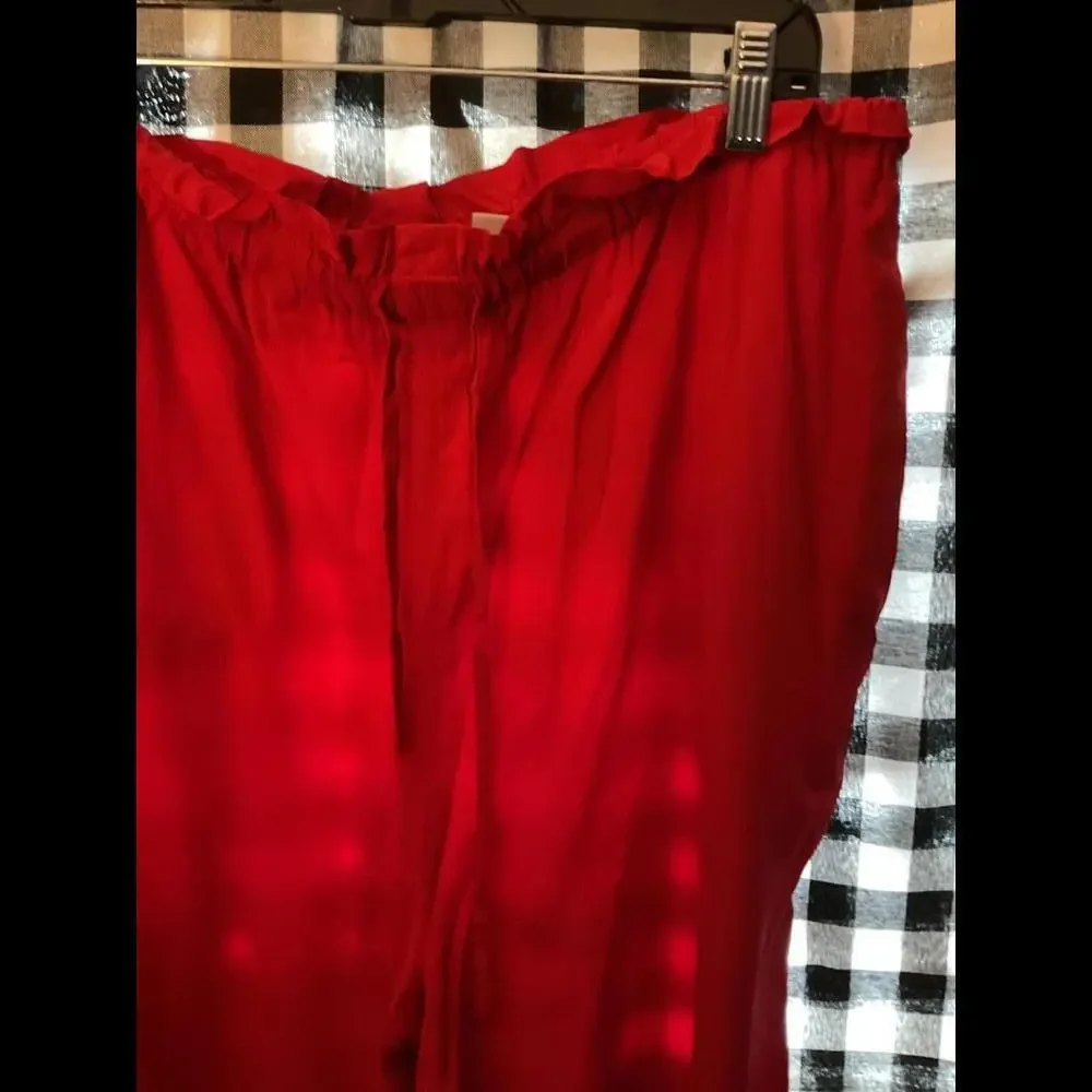 Vintage 1990's Y2K  Liz Claiborne Red Silk Pants with tie waist Size Large - Picture 6 of 9